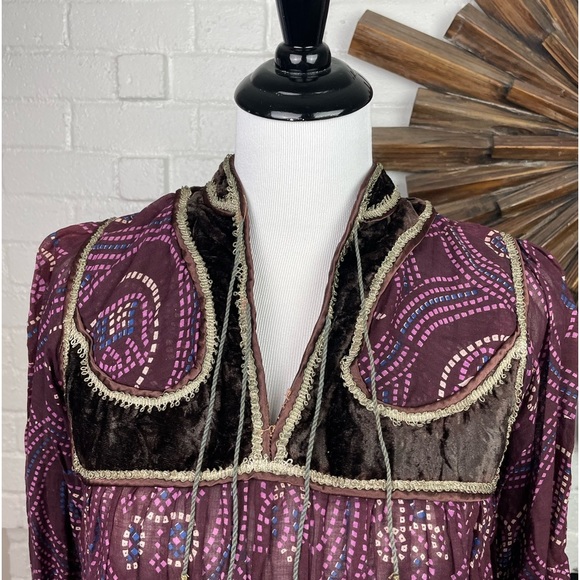 Vintage Indian 70s Mosaic Print Cotton Gauze Dress - Picture 3 of 13